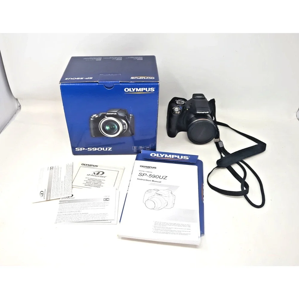 Olympus SP-590UZ 12.0MP 26X Zoom Wide 26mm Digital Camera w/ 2GB card and box